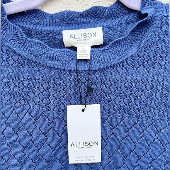 NWT Allison Jamie crochet top sweater in provincial blue Small - Picture 4 of 9